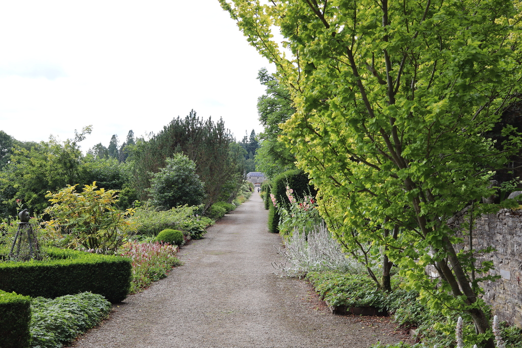 Hercules walled garden at Blair Castle with view of the lake - pond.