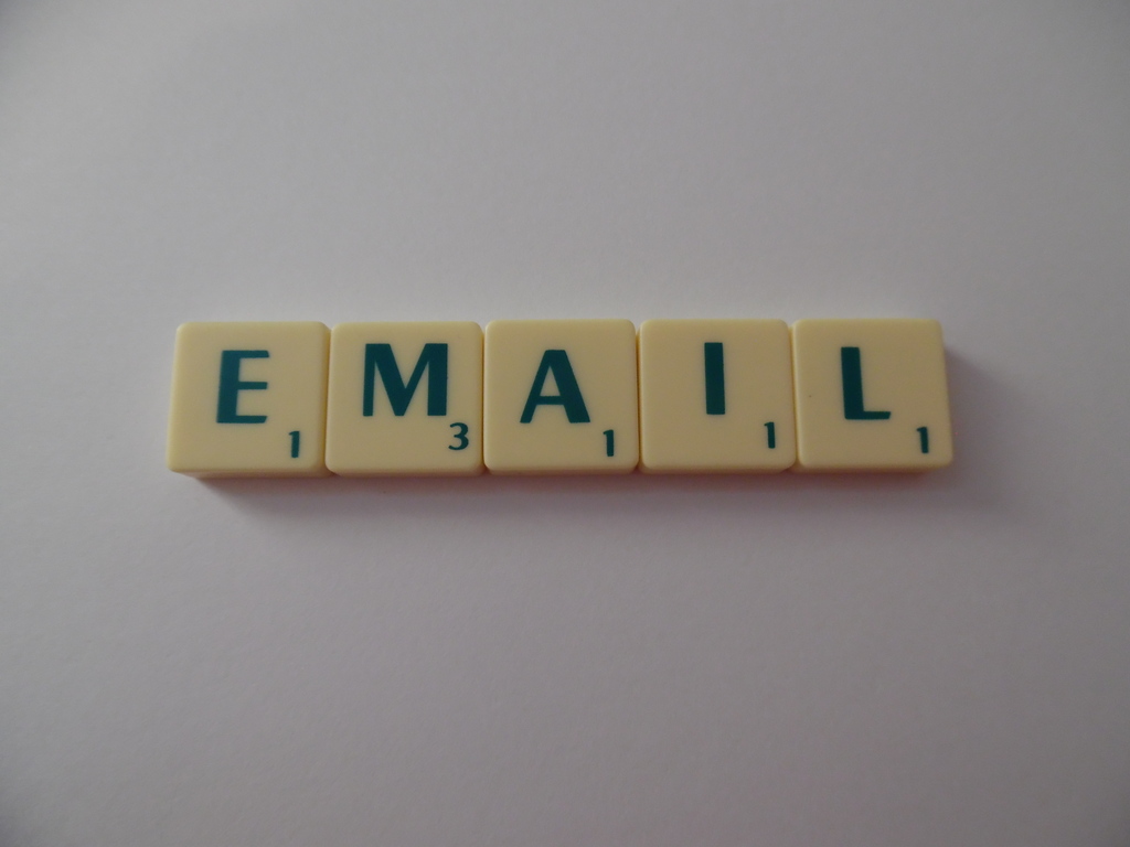 Scrabble tiles spelling email