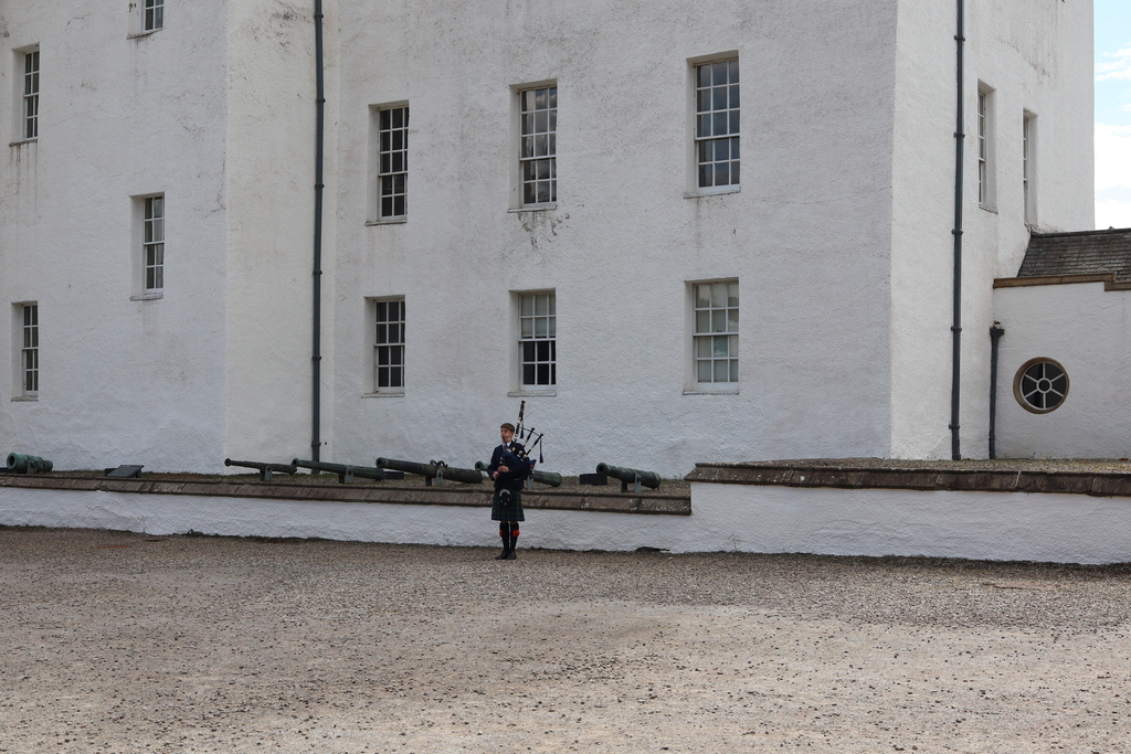 Bagpiper outside Blair Castle