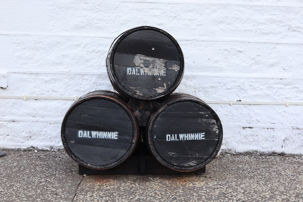 Whisky barrels outside Dalwhinnie Distillery