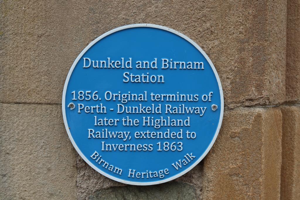 Blue Plaque at Dunkeld and Birnam Station Building
