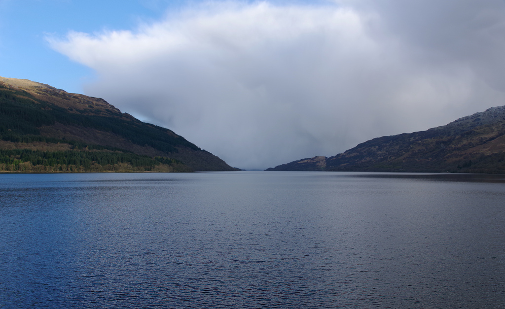 Looking south over Loch Lomond from beside the A82 near Tarbet