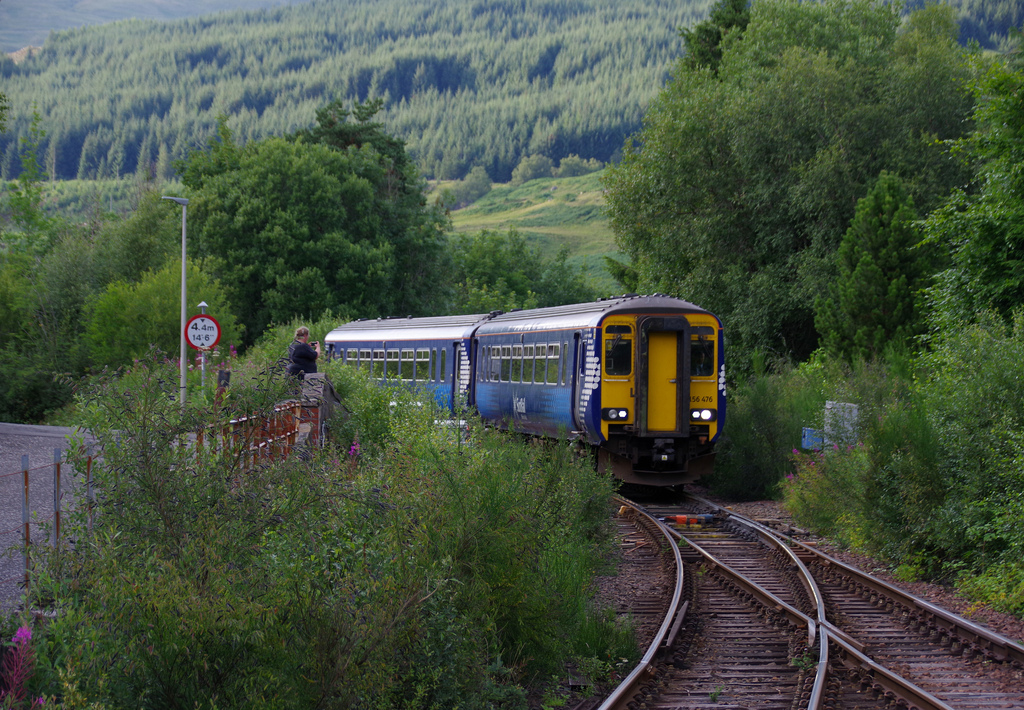 Oban to Glasgow service arrives at Crianlarich Station