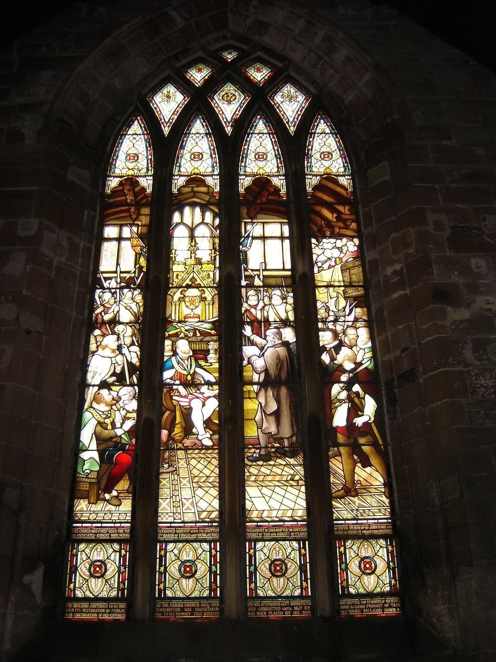 Stained glass window at St Duthus Church Tain