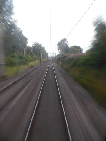 View of tracks from Caledonian Sleeper on Highland Mainline